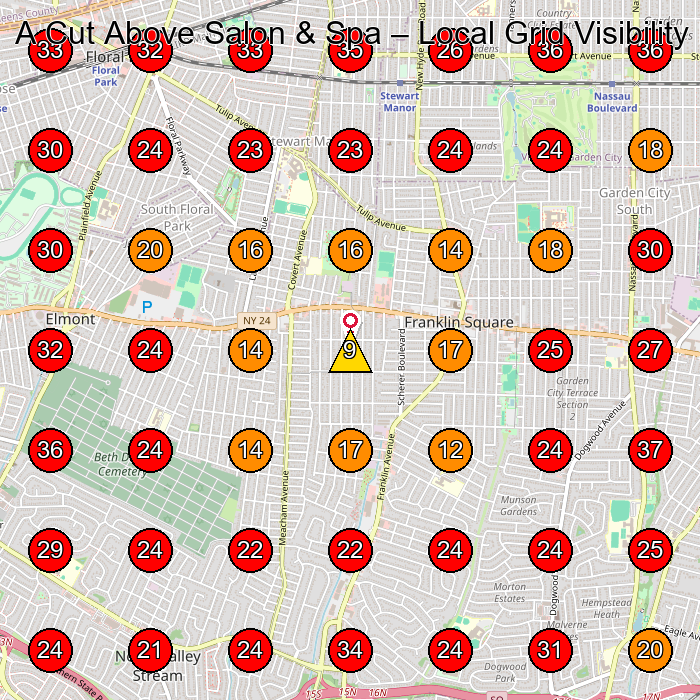 A Cut Above Salon & Spa GeoGrid visibility map for Hair Salon in Floral Park